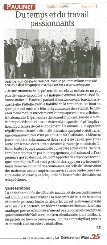 Article La Dépêche 08.12.2020