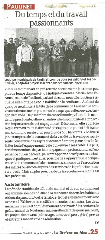 Article La Dépêche 08.12.2020