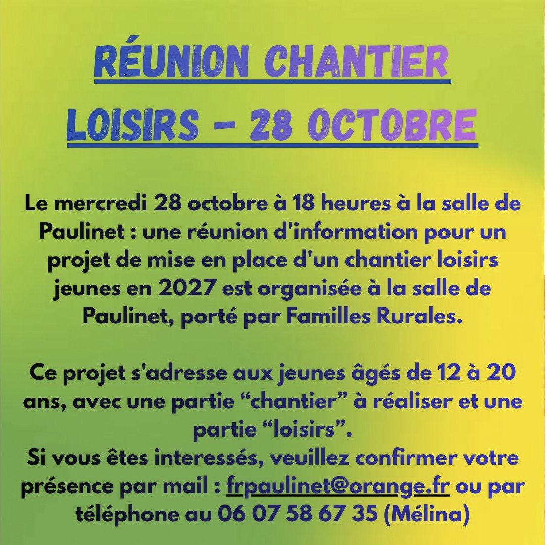 Réunion Chantier Loisirs !