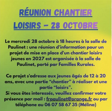 Réunion Chantier Loisirs !