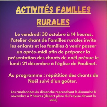 Activités Familles Rurales